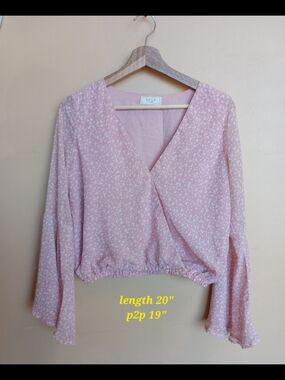 Sage Pink Printed Wrap Blouse